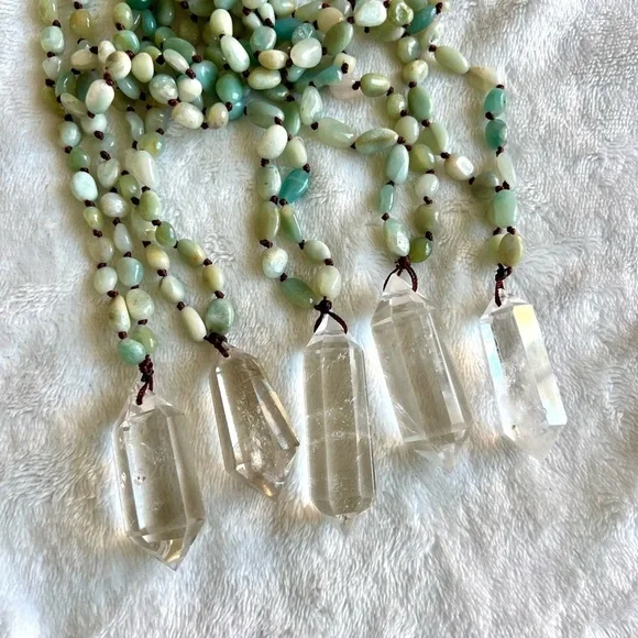 DT Power Quartz + Aquamarine Mala Pendant Necklace - Picture 6 of 8